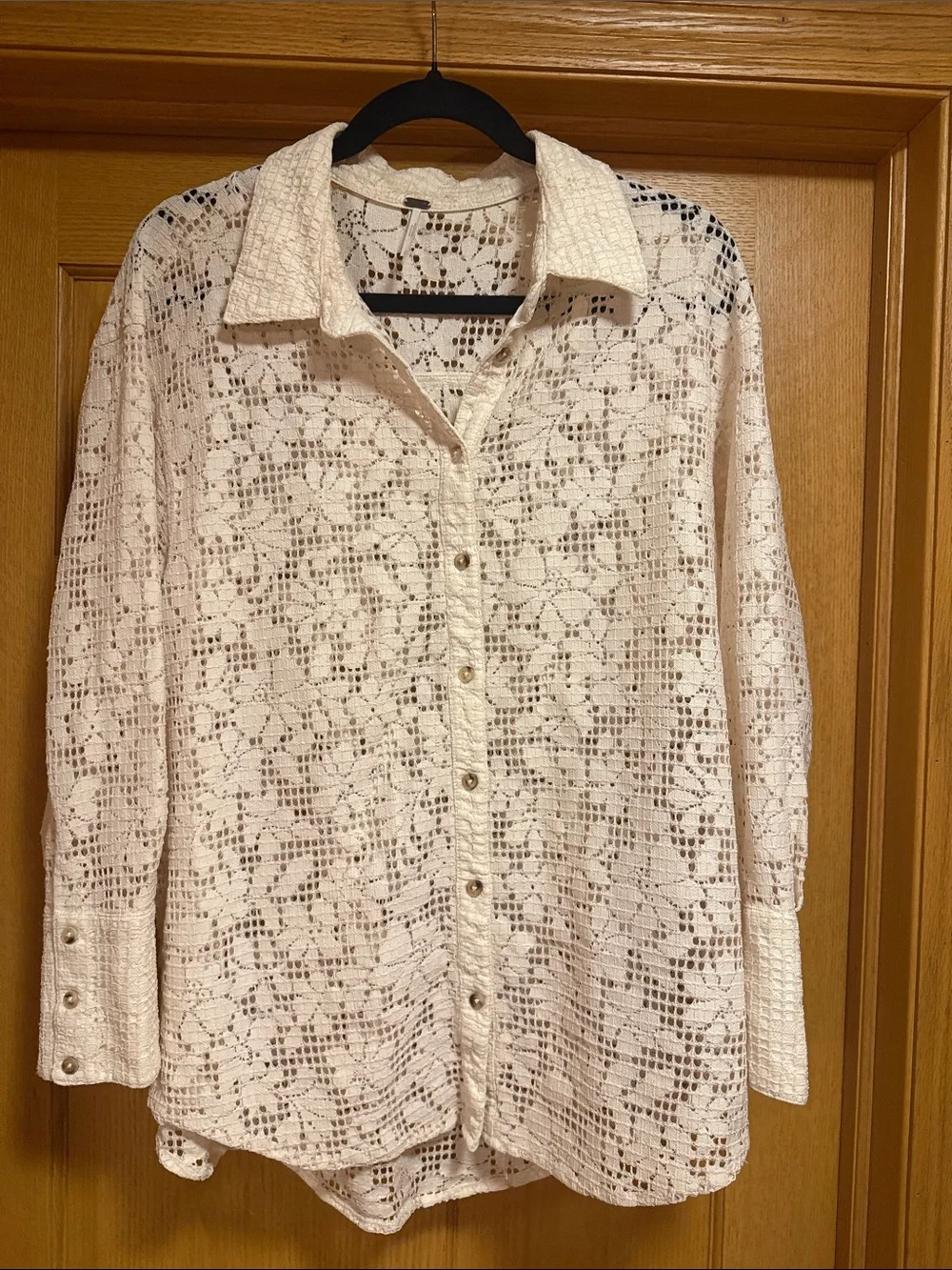 Free People In Your Dreams Lace Buttondown White M
